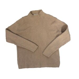 Covington Brown Cable Knit Mockneck Sweater L Chunky EUC